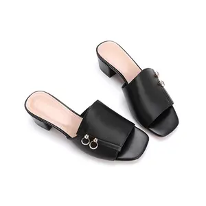 New design fashion spanish genuine leather slippers made in guangzhou shoes factory