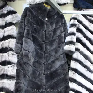 Chaqueta de piel de conejo, abrigo de piel auténtica de estilo largo, a la moda, 2022