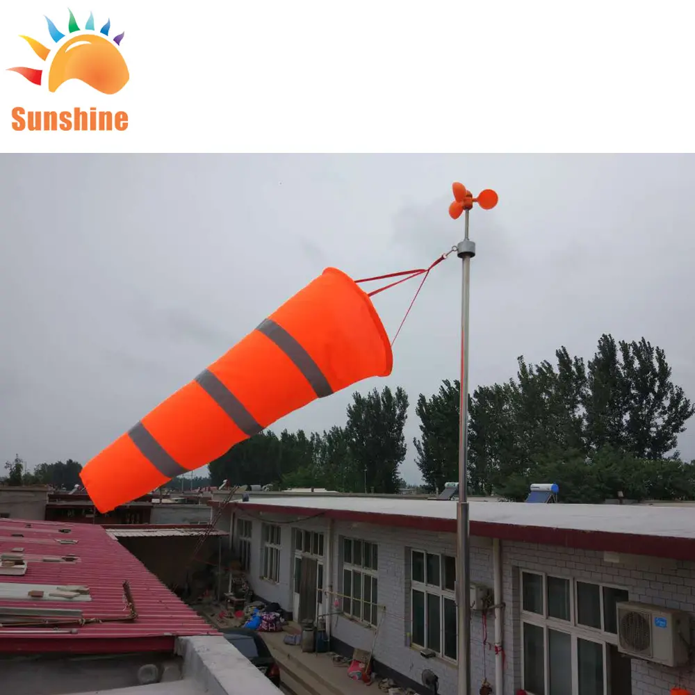 Polyester 1M Oranye Windsock Bendera dengan Putih dan Warna Orange