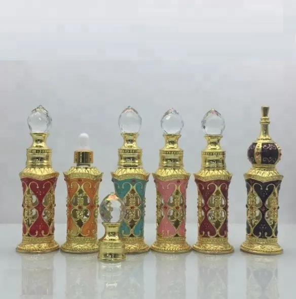 Bottiglie di olio di profumo 12 ml metallo arabo con il bastone o contagocce di vetro