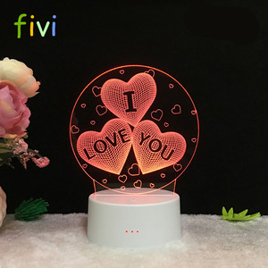 <span class=keywords><strong>3D</strong></span> Lampada Luce di Notte I Love You Illusione Ottica Glowing LED 7 Colori Che Cambiano di RGB Home Decor Camera Da Letto Lampade Da Tavolo per I Bambini - Product Image 2