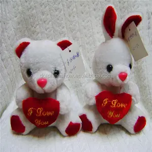 Manufacturer Promotion Valentine Gift Plush Keychain Mini Teddy Bear Plush Animal Red Keychain with Heart