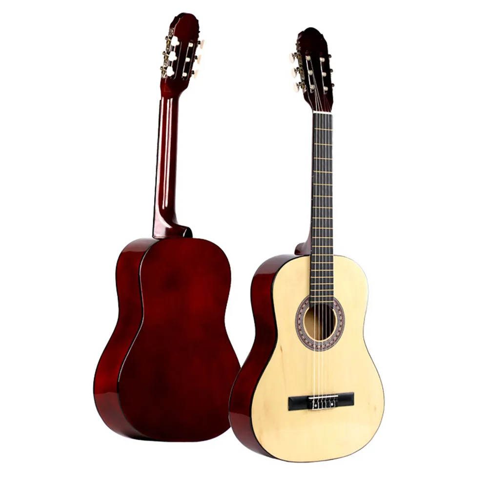 Guitarra acústica de 39 pulgadas, instrumento de sonido Natural, OEM, venta al por mayor