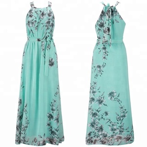 Wholesale <strong>Summer</strong> Women Beach <strong>Dress</strong> Chiffon Floral Printed Halter Tunic Sleeveless Long Maxi Party <strong>Boho</strong> <strong>Dresses</strong> - Product Image 2