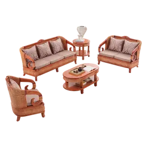 Conjunto de sofás de madera de caña de muebles de sala de estar de Interior de estilo chino