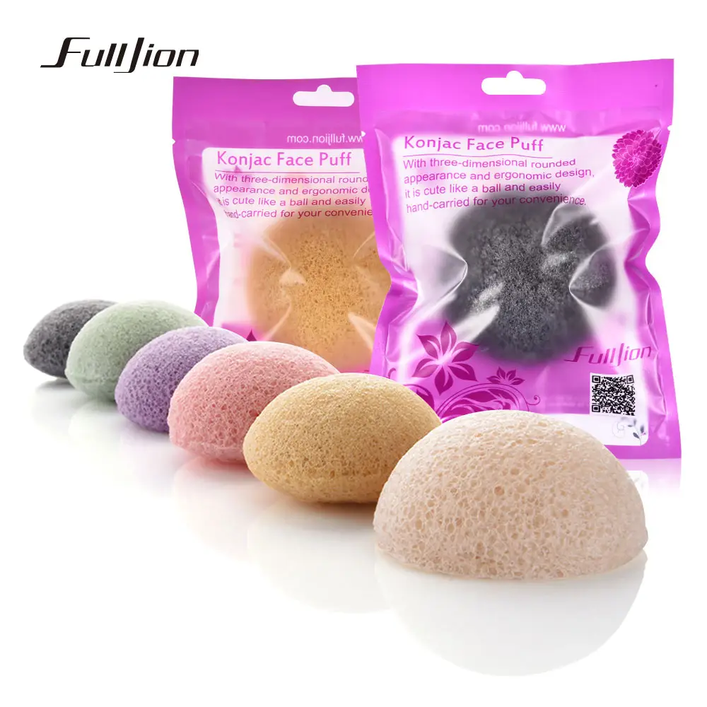 Fulljion ฟองน้ำทำความสะอาดใบหน้าบุกธรรมชาติ,ฟองน้ำ Eponge Konjac Facial Exfoliator Puff