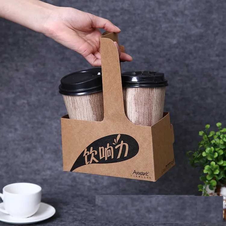 Custom Recyclable Paper Coffee Cup Holder Tray