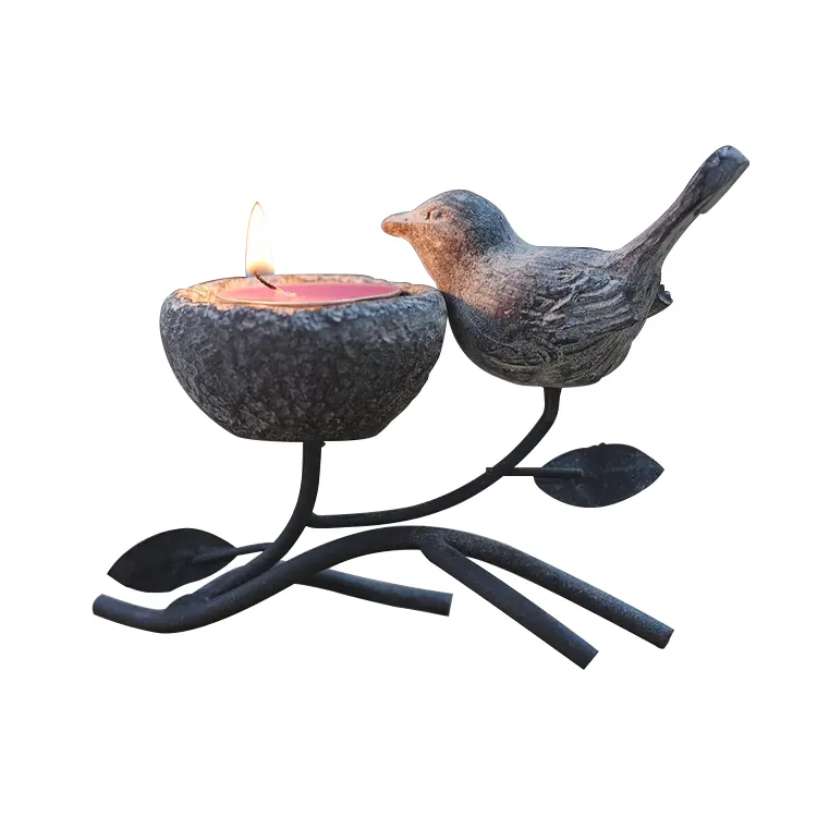 Casa di arte decorativa tealight supporto di candela del ferro nido di uccello supporto di candela per il desktop