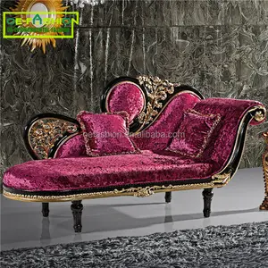 OE-FASHION Victoriaanse Stijl Elegante bladgoud party Stof chaise Lounge Stoel, Ligstoel