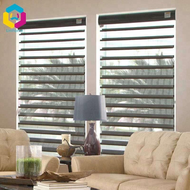 Силуэтные тени, тройные прозрачные моторизованные жалюзи с солнечной батареей