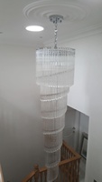 Personnalisation luxe K9 d'éclairage en cristal long lustre pour escalier
