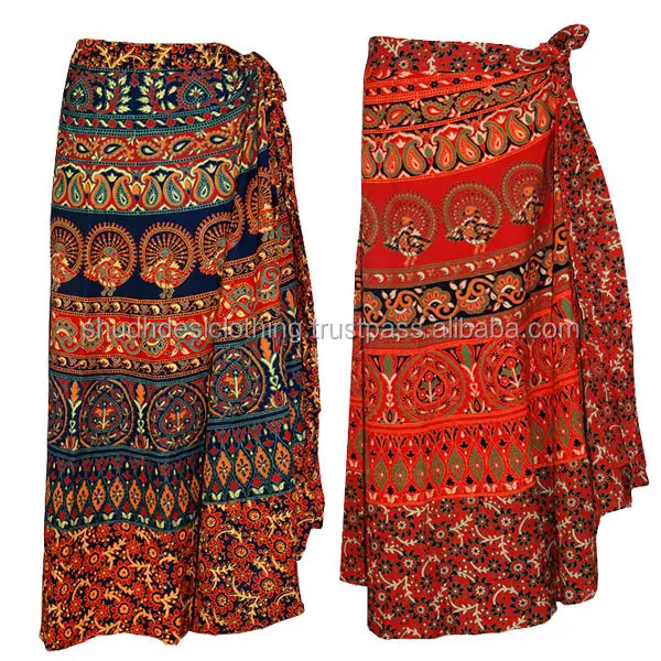 Lange Katoenen Sarong Wrap Rokken/Lange Beach Cover Up Made In India Voor Vrouwen 100% Katoen Moederschap, plus Size Volwassenen Gedrukt