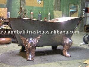 Bañera de spa interior de cobre antiguo con accesorios de drenaje Whirlpool independiente elegante para remojo - Product Image 1