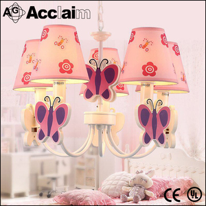 Rose bonbon enfants tissu chaîne <span class=keywords><strong>lustre</strong></span> style ligne papillon suspendus éclairage pour salon - Product Image 3