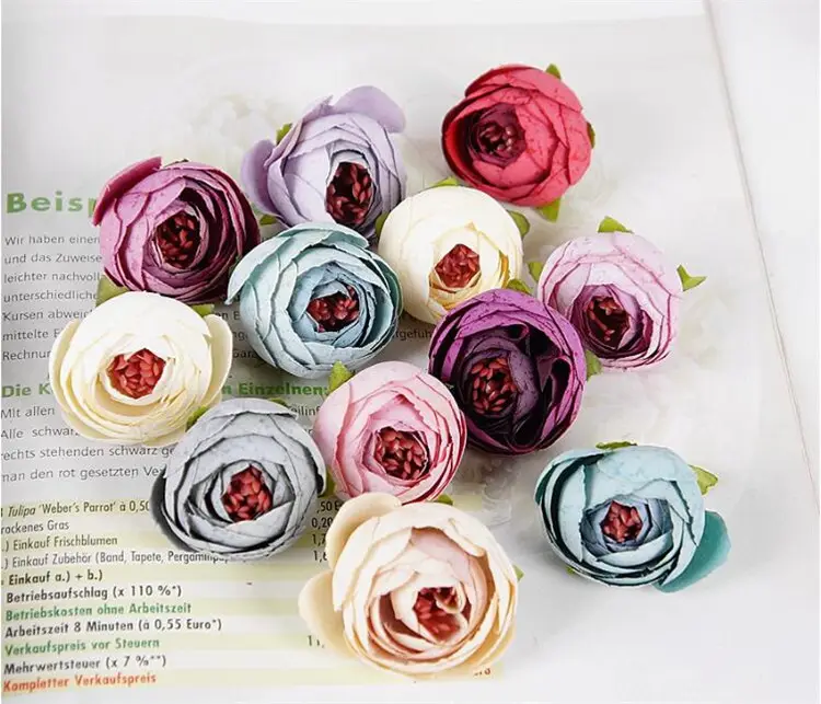 Kunstmatige Tea Rose Bud kleine pioen bloem hoofd flores voor bruiloft decoratie Krans Scrapbooking DIY CraftFlowers