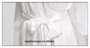 Vestaglia in Seta 100% Naturale <span class=keywords><strong>Bianca</strong></span>, Lunghezza al Ginocchio, Scollo a V con Cordoncino, per Autunno/Primavera/Estate - Morbida e Traspirante - Product Image 6