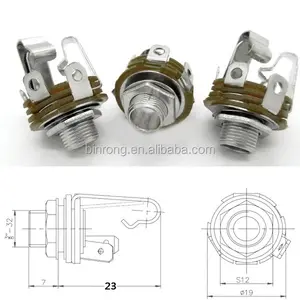 1/4" สเตอริโอ6.35mmหญิงแจ็คกับสวิตช์ซ็อกเก็ตแผงสำหรับไมโครโฟน