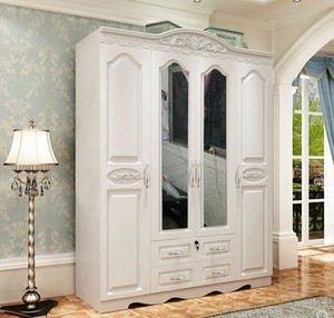 Semplice moderna piastra cinque porte <span class=keywords><strong>armadio</strong></span> pastorale coreano in legno combinazione economia con specchio bianco guardaroba - Product Image 3