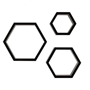 Bộ 3 hình lục giác trang trí mô-đun tường kệ lưu trữ nổi Kệ tường kệ cho phòng ngủ - Product Image 3
