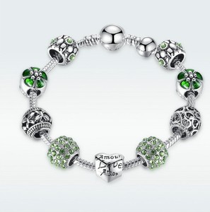 Pulsera de cuentas de cristal de alta calidad hecha a mano con patrón de flores joyería de aleación de moda con piedra de circón para aniversarios - Product Image 5