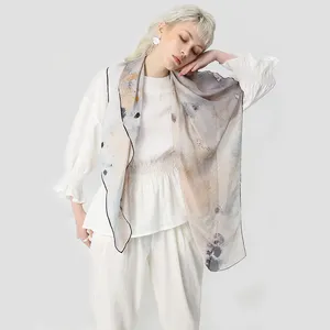 高品质 100% 纯大方丝绸 110x 110cm 妇女 foulard soie 缎围巾