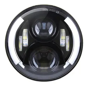 Chrome Black 7 inch led Headlight Halo Angel Eye Ring DRL led 12v & Amber Turn Signal Lights for 7 inch lights cars