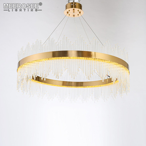 Aste MEEROSEE HA CONDOTTO LA Luce Del Pendente di Cristallo Lampada <span class=keywords><strong>a</strong></span> <span class=keywords><strong>Sospensione</strong></span> per sala da pranzo Oro Cerchio <span class=keywords><strong>Sospensione</strong></span> Lamparas Lustri Abajur MD85503 - Product Image 4