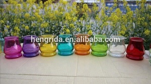 Vaso lanterna in vetro colorato prezzo di fabbrica diretto con manico in metallo per decorazione domestica/portacandele lanterna in vetro - Product Image 6