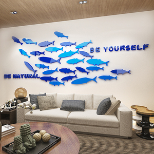 Autocollant mural <span class=keywords><strong>de</strong></span> <span class=keywords><strong>miroir</strong></span> <span class=keywords><strong>de</strong></span> <span class=keywords><strong>salle</strong></span> <span class=keywords><strong>de</strong></span> <span class=keywords><strong>bain</strong></span> étanche 3d Art Custom Cartoon Fish Bathroom - Product Image 1