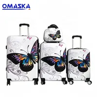 Made in China fabbrica 4 pezzi 20 24 28 pollici farfalla abs valigia con 12 di trucco caso