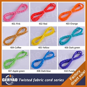 <span class=keywords><strong>Cable</strong></span> <span class=keywords><strong>Textil</strong></span> Trenzado de Par Trenzado Rojo y Negro para Lámpara Colgante, <span class=keywords><strong>Cable</strong></span> Cubierto de Tela de Algodón para Lámpara de Techo - Product Image 2