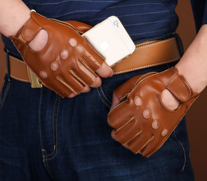 <span class=keywords><strong>Gants</strong></span> <span class=keywords><strong>de</strong></span> <span class=keywords><strong>conduite</strong></span> d'été en <span class=keywords><strong>cuir</strong></span> sans doigts pour femmes et hommes - Product Image 4