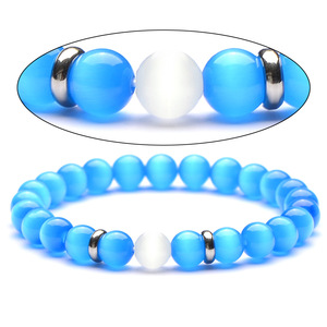 <span class=keywords><strong>Bracelet</strong></span> bouddha en <span class=keywords><strong>opale</strong></span> bleu blanc, bijou de 8MM pour Couple, en acier inoxydable, couleur corail, offre spéciale - Product Image 5
