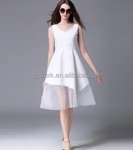 Снег Белый Женская мода Сексуальное Платье Sleeveness Платье тонкий Рабочая Одежда, женщина платье