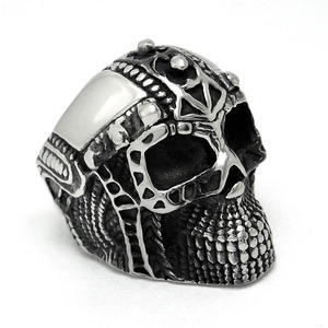 Popular punk estilo cráneo demonio Satan cabeza <span class=keywords><strong>rock</strong></span> roll titanio anillo de acero inoxidable para los hombres - Product Image 1