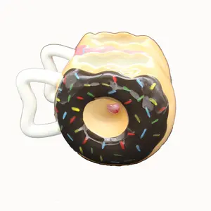 Neue kreative schwarze und rosa süße Donut form Keks brot Donut Keramik Kaffeetasse