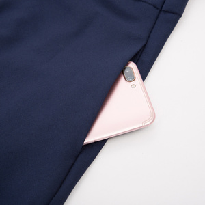 BP000838 OEM Màu Xanh Hải Quân Nút Trang Trí Loe A-Line Với Belt & Pockets Phụ Nữ Rắn Plazed Váy Faldas - Product Image 5