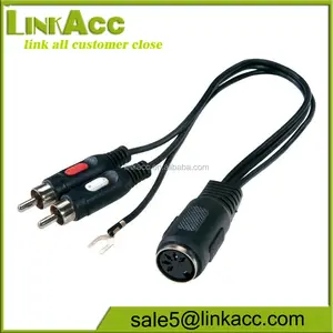 LKCL697 Black 5P DIN female to 2*RCA connector Audio adapter cable