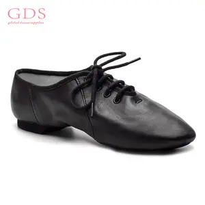 Wholesale Black Pig Leather Lace Up Jazz Men Dance Shoe