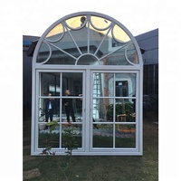 Ventanas de Aluminio de Lujo con Vidrio Templado Exterior Francés, Estilo Lowe Swing Grill, con Marco Arqueado