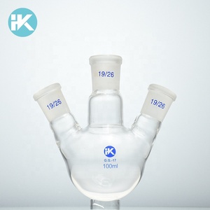 Estándar de alta calidad de la boca 100 ml 3 cuello fondo redondo frasco oblicua forma cuello 3 hirviendo frasco - Product Image 1