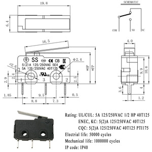 Tneluck MQS-1D 5A 30V spdt điện tử micro chuyển đổi với PCB thiết bị đầu cuối cho nồi chiên điện - Product Image 6