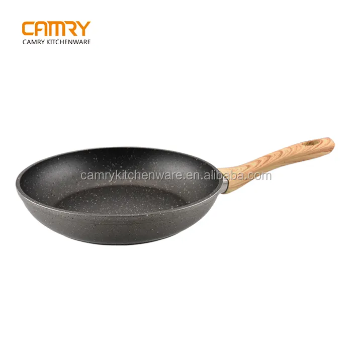 Aluminum granite coating fry pan/ wooden soft-touched handle