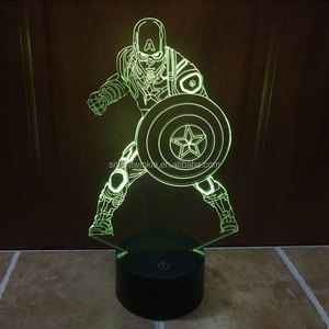 STL-Lámpara LED 3D de Marvel para niños, lámpara de ilusión de superhéroe 3D, regalo para niños, guerra Civil, Capitán América - Product Image 4