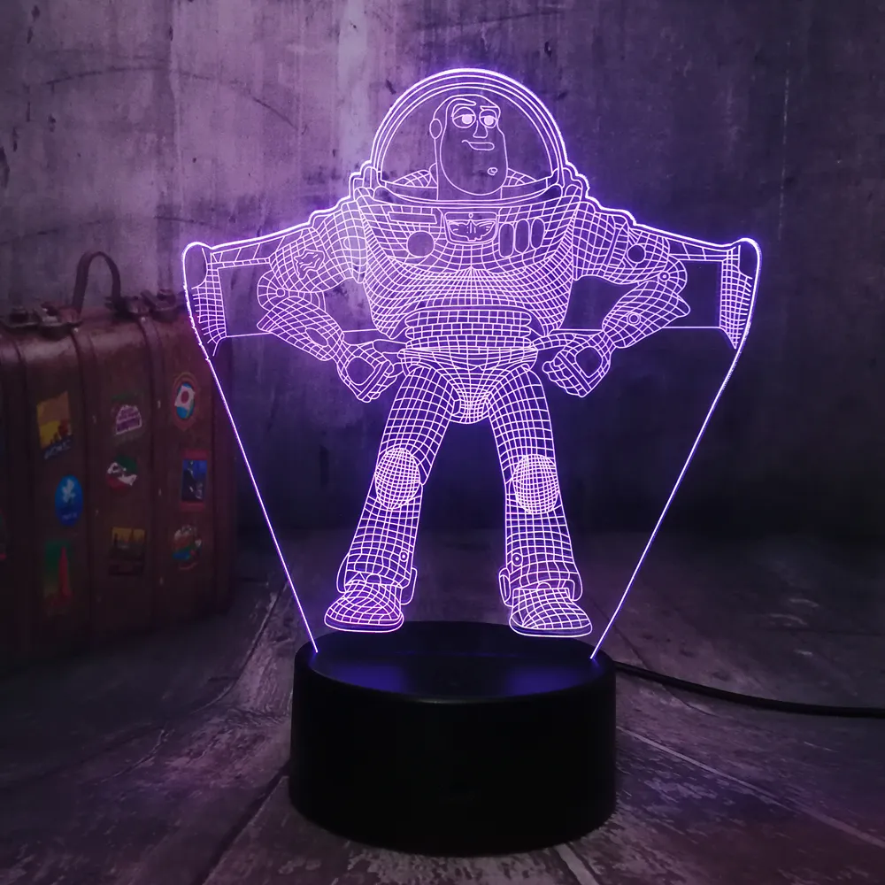 Uzaktan Kumanda Oyuncak Hikayesi Buzz Işık yılı Woody 3D Illusion LED Lamba Renkli Dokunmatik Gece Lambası USB Çocuk Çocuklar noel hediyesi