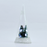 Adorno Navideño, Campana de Cristal en Forma de Cono con Base, Campana de Cristal con Base de Madera y Árbol de Navidad