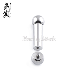 Piercing de langue d'haltère de calibre 2 à filetage interne en acier inoxydable - Product Image 3