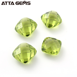 En gros Synthétique Cristal Vert Damier Coupe Coussin Olivine Péridot Quartz Pour La Fabrication De Bijoux - Product Image 3