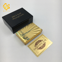 Cartes à jouer en feuille d'or 24 carats, paysage de Dubaï, tour Burj Khalifa, jeux de table, poker avec boîte