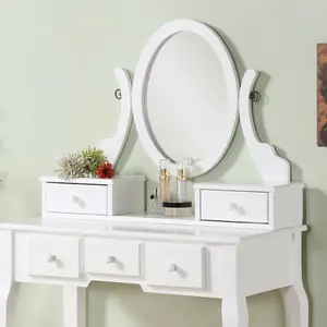 Roundcolina mobiliário maquiagem mesa e banheiro conjunto, vanity vestido branco